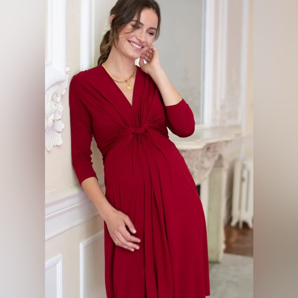 Seraphine Jolene Front Knot Maternity Dress | Size 6 | Red